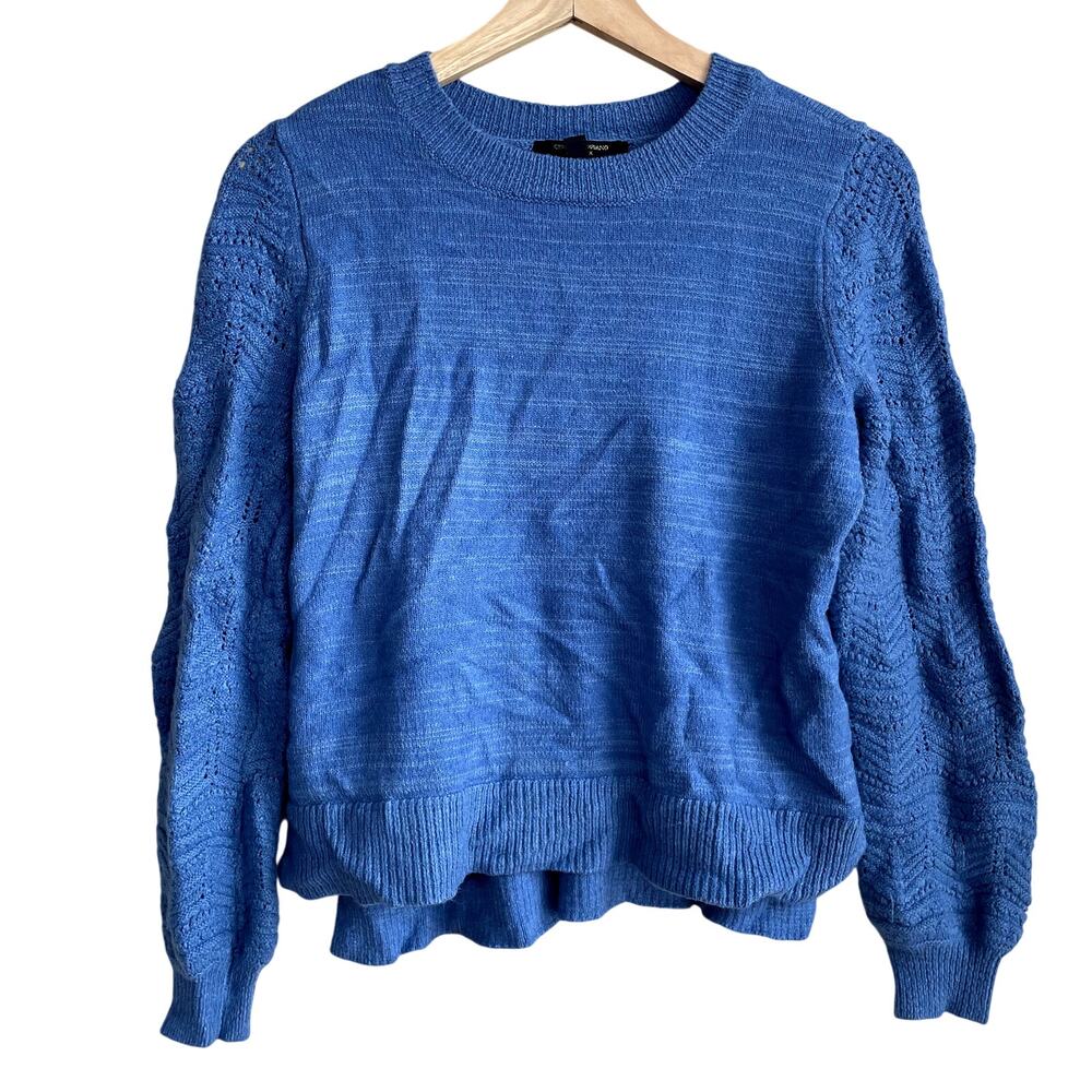 Christian Siriano NY blue knit crewneck sweater women's size medium warm comfort